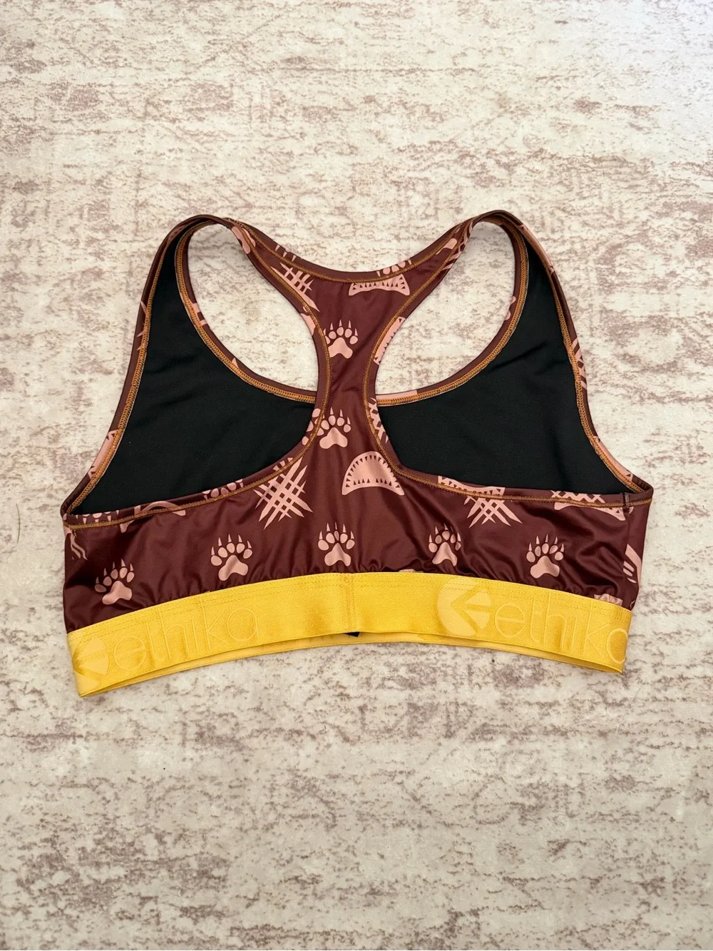 Ethika Haute Print Racerback Sports Bra XL Brown Gold